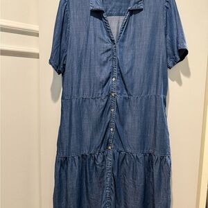 Chico's Indigo Button-Front Midi Dress